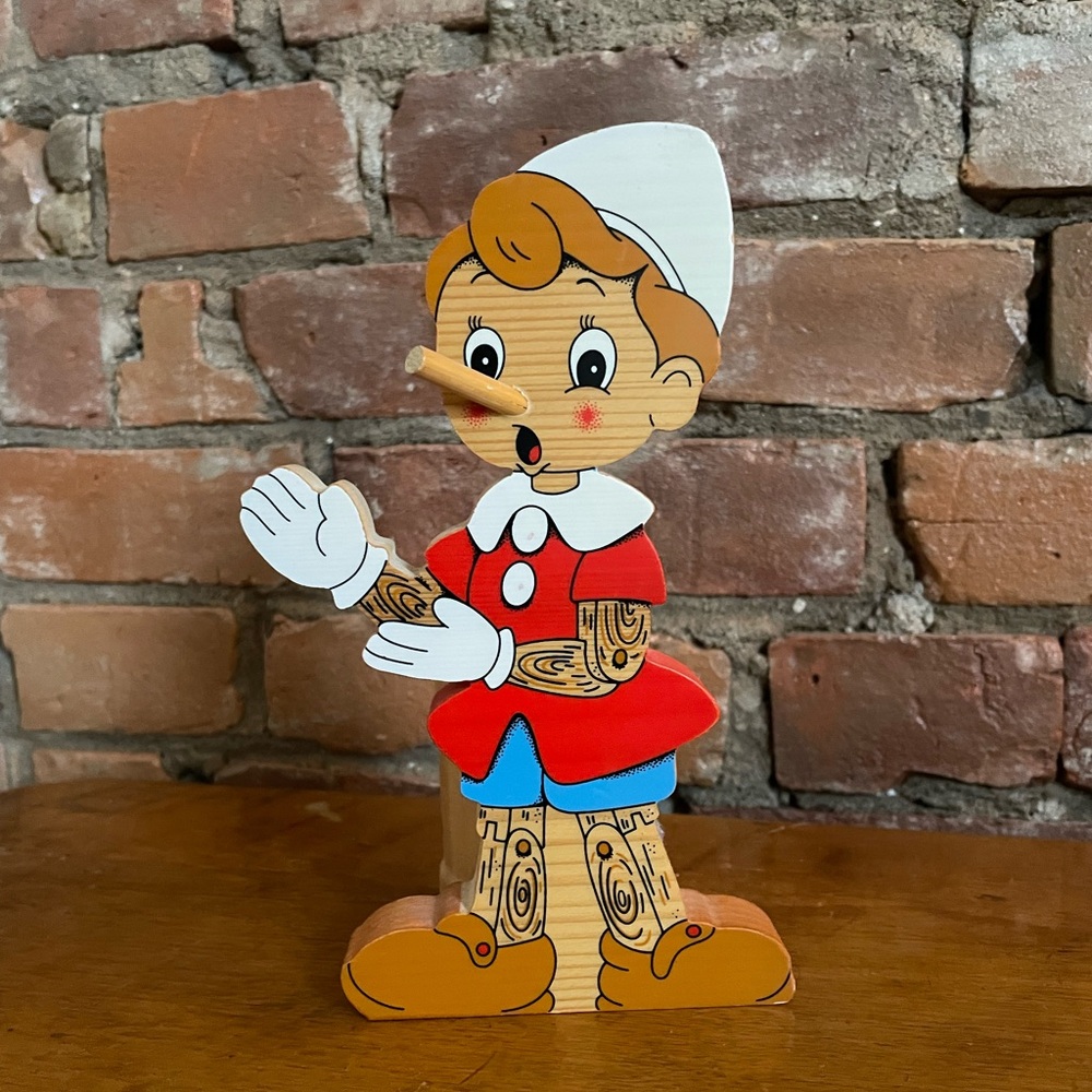 Vintage Bartolucci Wooden Pinocchio Pencil Cup